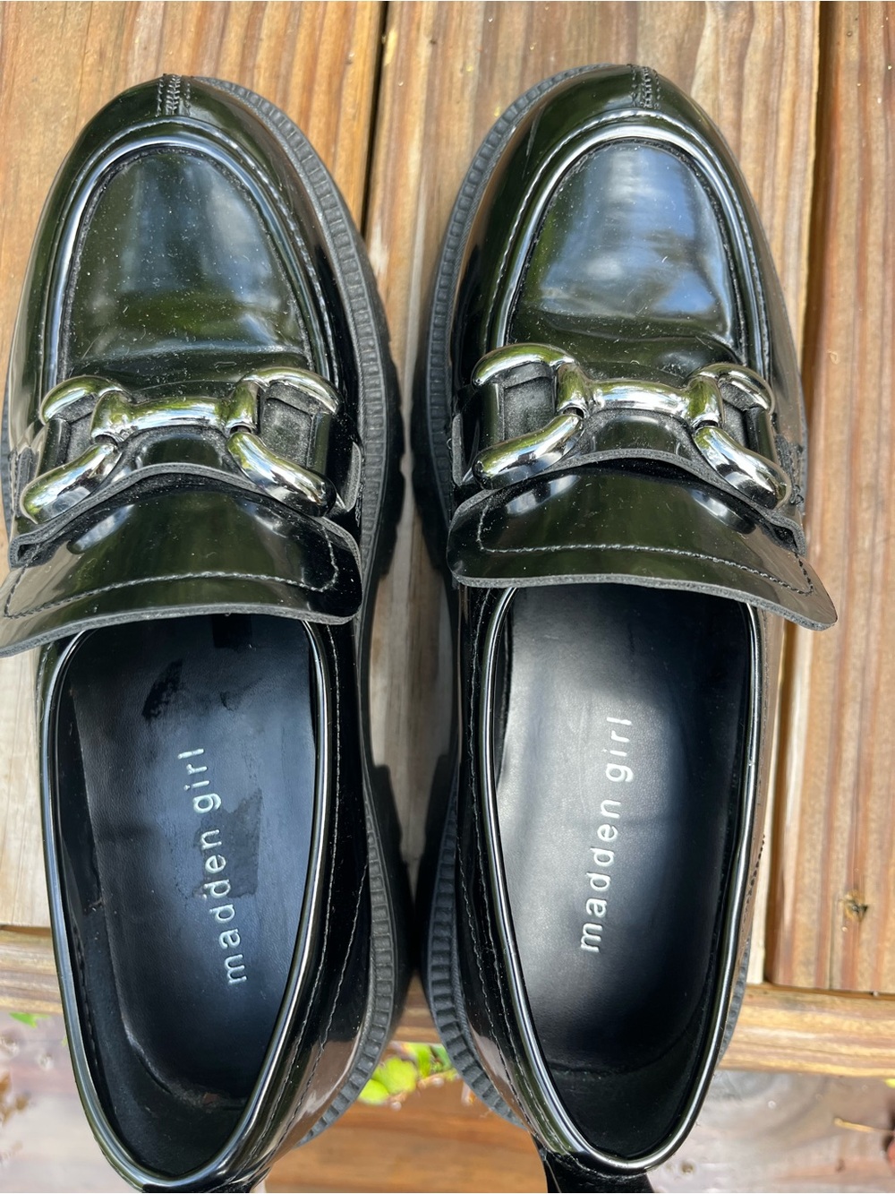 Madden girl black chunky loafers